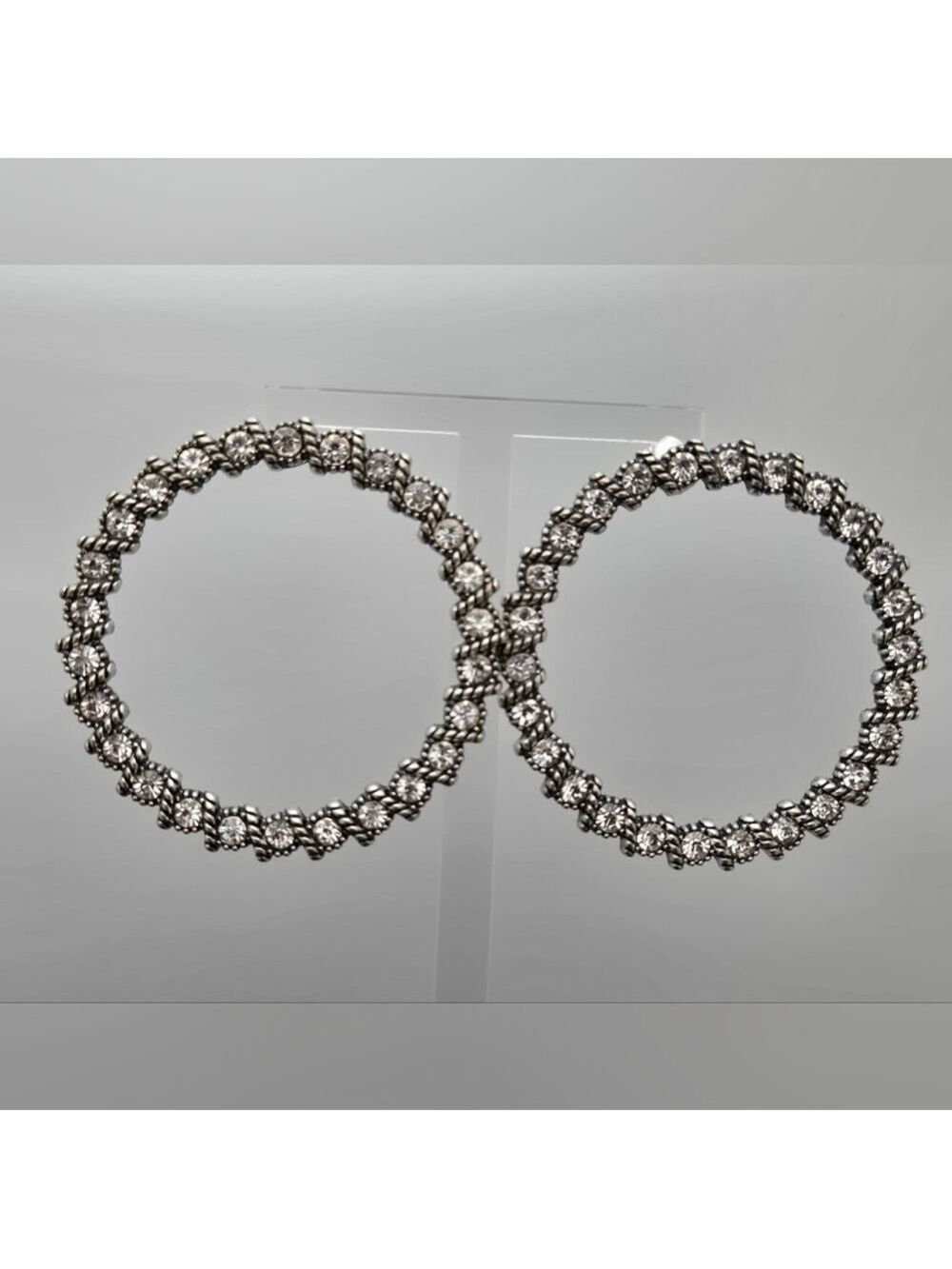 ✨2/$10✨ Rhinestone Hoop Earrings 2” Sparkling Statement Everyday Wear